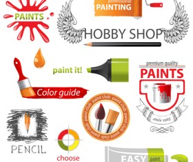 Paint label with elements vector
