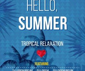 Palm tree with summer beach party flyer vector 01