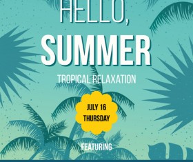 Palm tree with summer beach party flyer vector 02