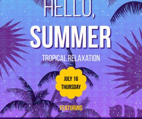 Palm tree with summer beach party flyer vector 03