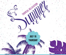 Palm tree with summer beach party flyer vector 05
