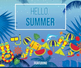 Palm tree with summer beach party flyer vector 06