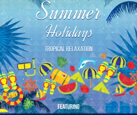 Palm tree with summer beach party flyer vector 07