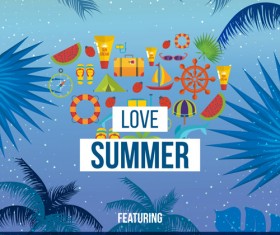 Palm tree with summer beach party flyer vector 08