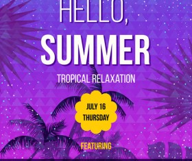 Palm tree with summer beach party flyer vector 11