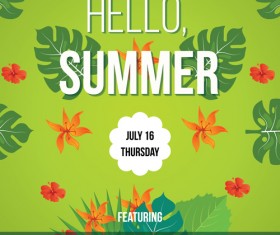 Palm tree with summer beach party flyer vector 12