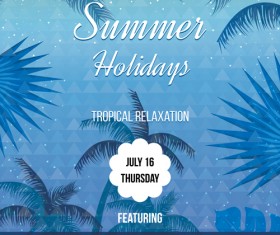 Palm tree with summer beach party flyer vector 13