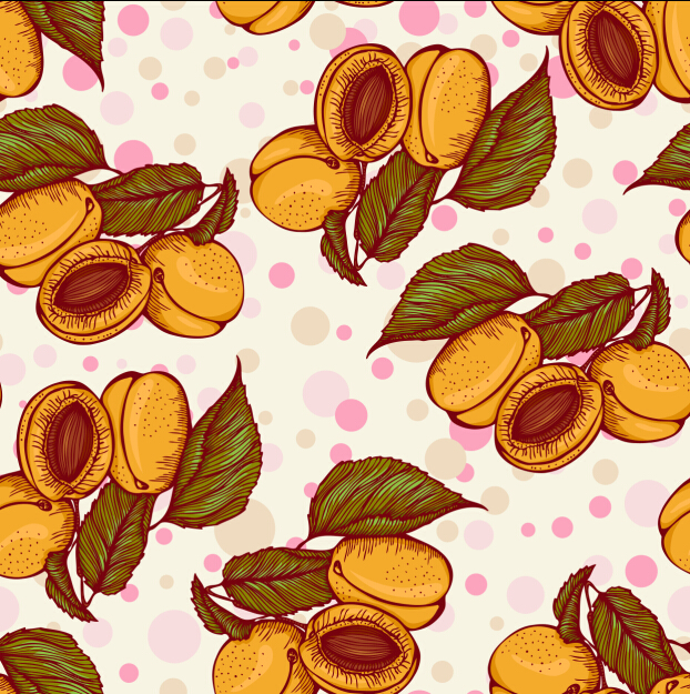 Peach seamless pattern vintage vector