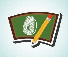Pencel with blackboard vector sticker