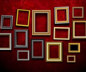 Photo frame and red wall vector