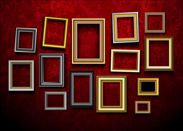 Photo frame and red wall vector
