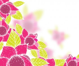 Pink flowers and yellow leaves vector background 01