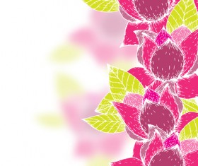Pink flowers and yellow leaves vector background 02