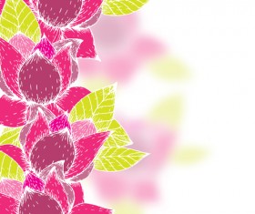Pink flowers and yellow leaves vector background 03