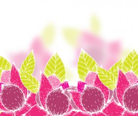 Pink flowers and yellow leaves vector background 04