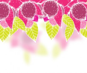 Pink flowers and yellow leaves vector background 05