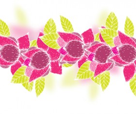 Pink flowers and yellow leaves vector background 06