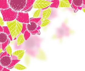 Pink flowers and yellow leaves vector background 07