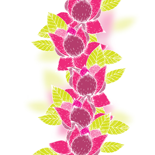 Pink flowers and yellow leaves vector background 10