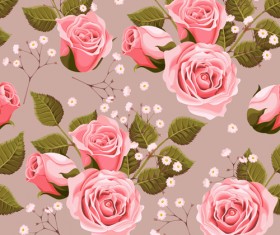 Beautiful pink rose seamless pattern vector free download