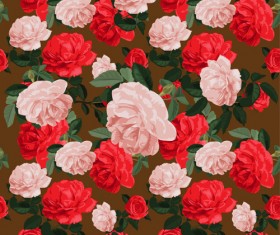 Pink with red flowers pattern seamless vector