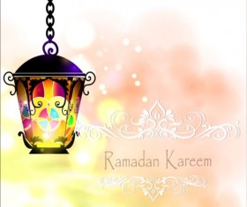 Ramadan kareem with beautiful lantern background 03