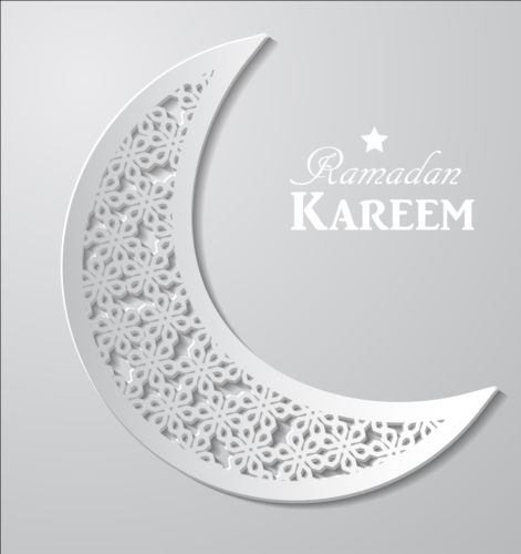 Ramadan kareem with paper background vector 01