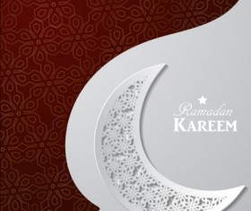 Ramadan kareem with paper background vector 02