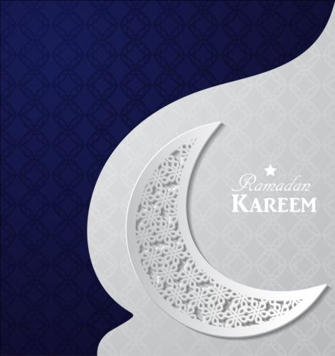 Ramadan kareem with paper background vector 03