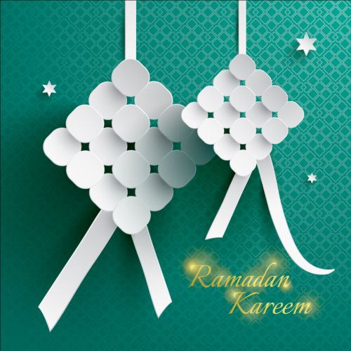 Ramadan ketupat paper decoration vector 01