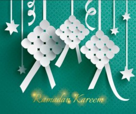 Ramadan ketupat paper decoration vector 03
