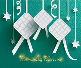 Ramadan ketupat paper decoration vector 04