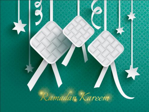 Ramadan ketupat paper decoration vector 04
