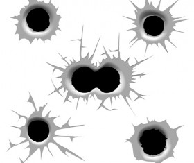 Realistic bullet holes vector illustration 01