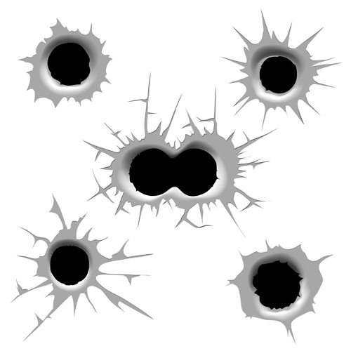 Realistic bullet holes vector illustration 01