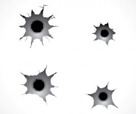 Realistic bullet holes vector illustration 02