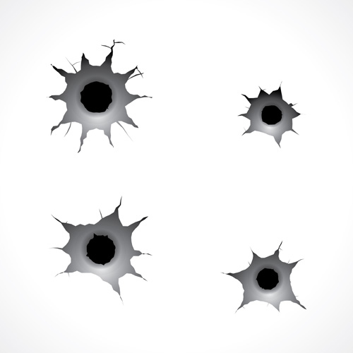 Realistic bullet holes vector illustration 02