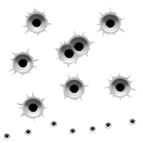 Realistic bullet holes vector illustration 04