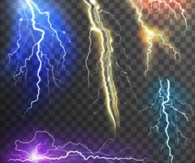 Realistic lightning illustration vector 02