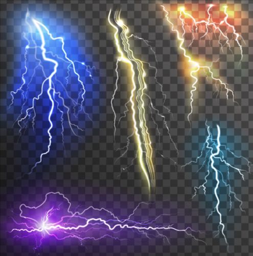 Realistic lightning illustration vector 02