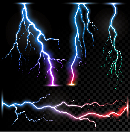Realistic lightning illustration vector 03