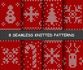 Red and white knitted pattern seamless vector 01