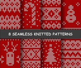 Red and white knitted pattern seamless vector 02