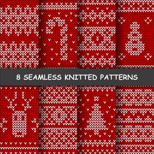 Red and white knitted pattern seamless vector 02