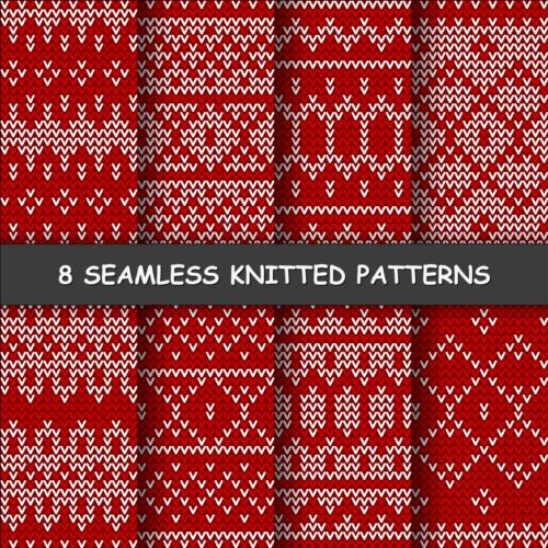 Red and white knitted pattern seamless vector 03