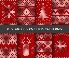 Red and white knitted pattern seamless vector 04
