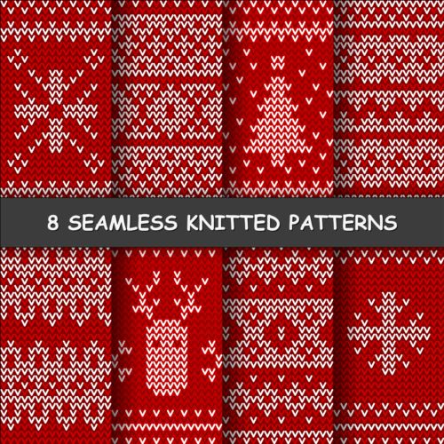 Red and white knitted pattern seamless vector 04