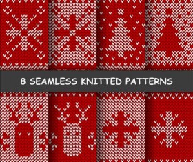 Red and white knitted pattern seamless vector 05