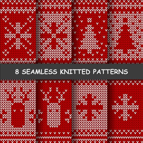 Red and white knitted pattern seamless vector 05