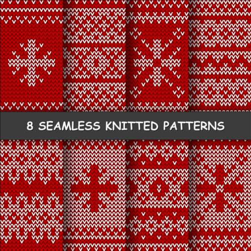 Red and white knitted pattern seamless vector 07